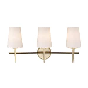 Horizon 24 in. 3-Light Gold Bathroom Vanity Light Fixture with Frosted Glass Shades