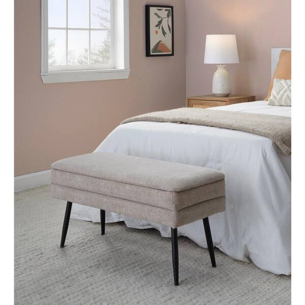 Lumisource Neapolitan Light Brown Fabric and Black Metal Storage