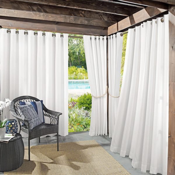 Sun Zero Sailor White 95 in. L x 54 in. W Room Darkening Indoor/Outdoor UV Protectant Curtain Panel