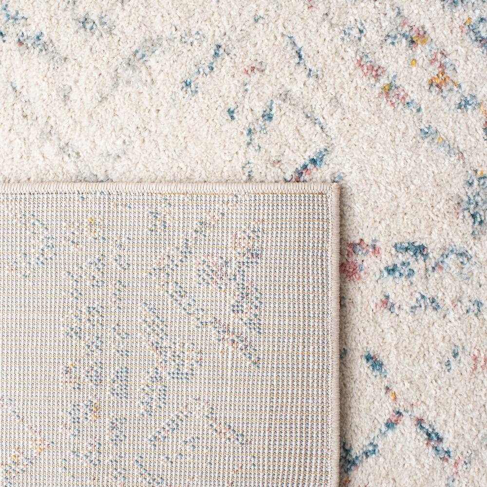 Ivory and Blue Moroccan Boho Distressed Area Rug, 8' x 10'