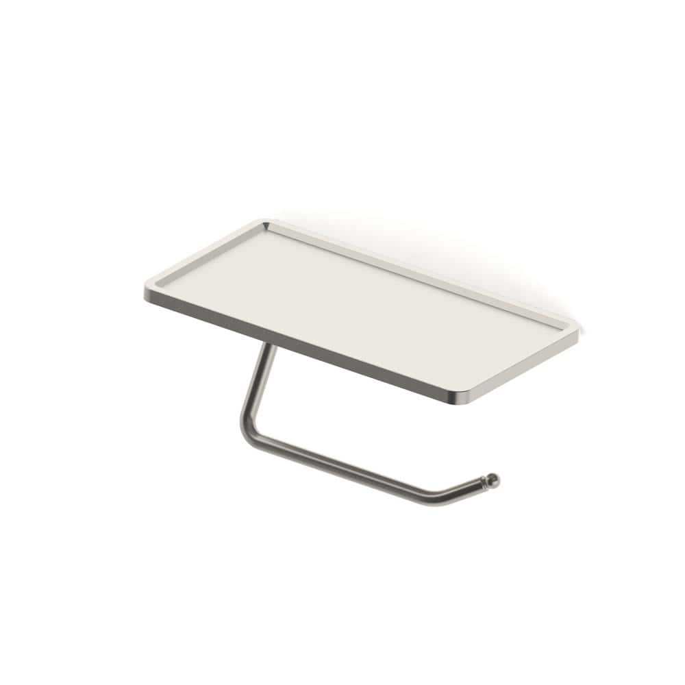 Satin Nickel Wall-Mounted Toilet Paper Holder with Shelf