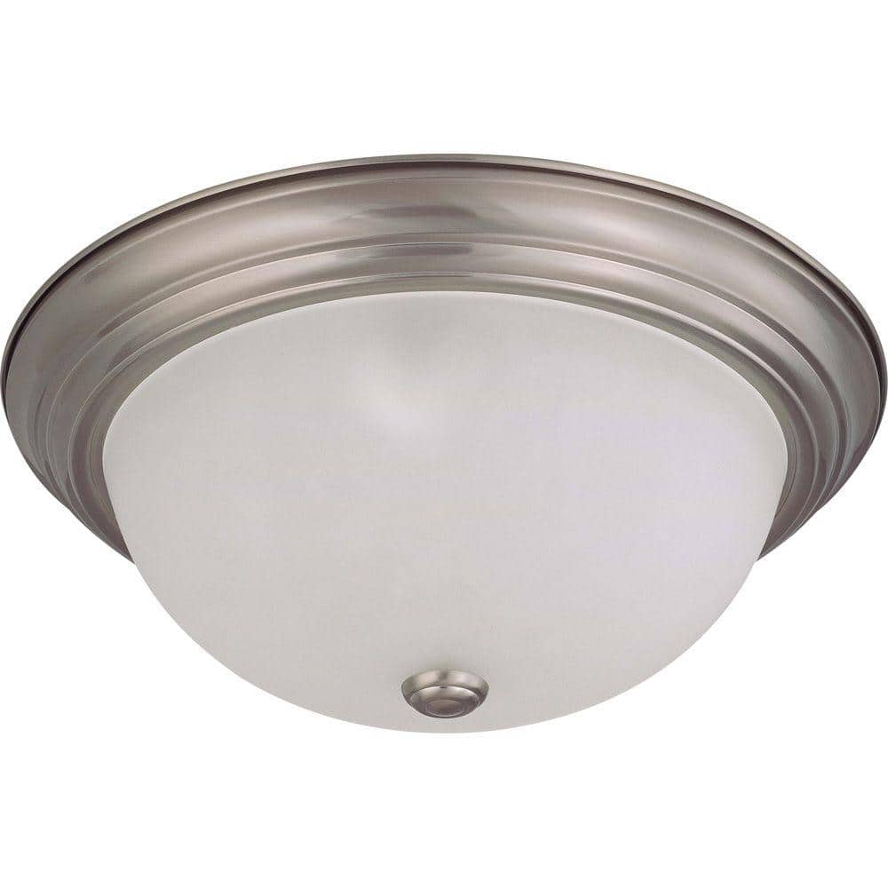 Brushed Nickel 15" Flush Mount Dome Light with Frosted Glass