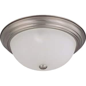 3-Light Brushed Nickel Flush Mount with Frosted White Glass