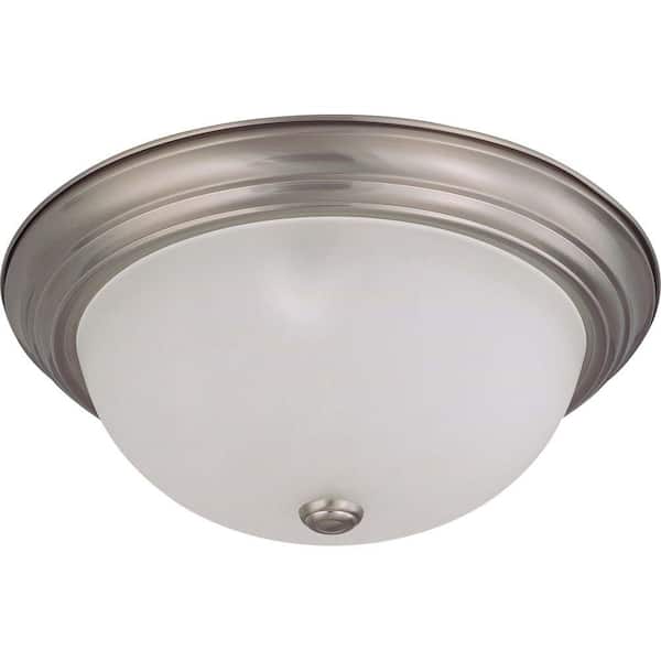 SATCO 3-Light Brushed Nickel Flush Mount with Frosted White Glass