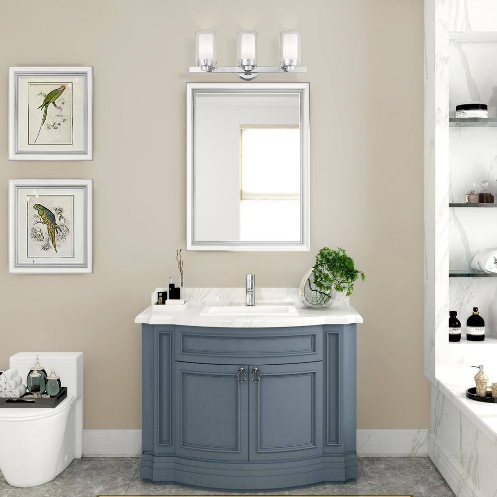 Santuario Polished Chrome 3-Light Dimmable Vanity Light with Opal Glass