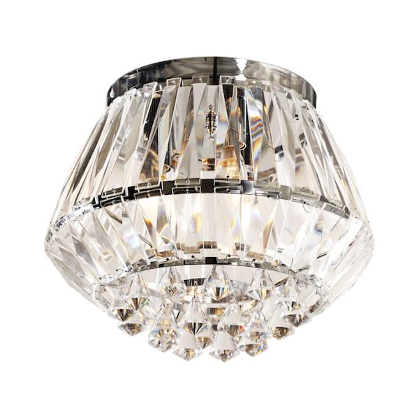 Parrot Uncle Modern 3-Light Chrome Glam Flush Mount Chandelier with Crystal Shades