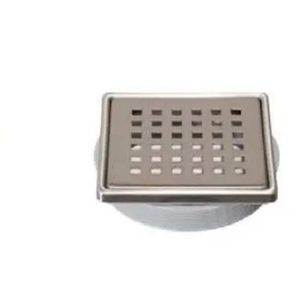 DURAL Tilux Square 4 in. W  x 4 in. L Drain Cover Brushed Stainless Steel Nickel for Shower Kit PVC Flange