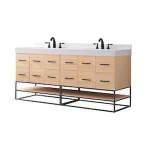 OakVista Exclusive 72 in. W x 23 in. D x 36 in. H Single Bath Vanity in Oak with White Culture Marble Top