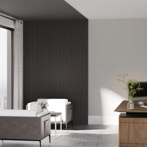 Lirago 94.5 in. x 11.8 in. Black Wood Soundproofing Wall Decal