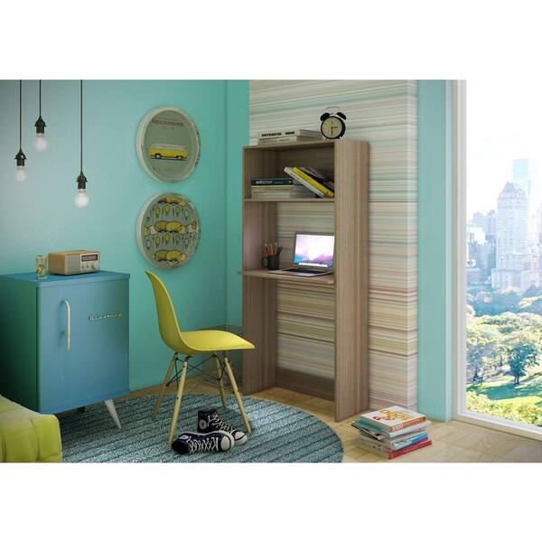 Manhattan Comfort Parma Oak Desk with Bookcase