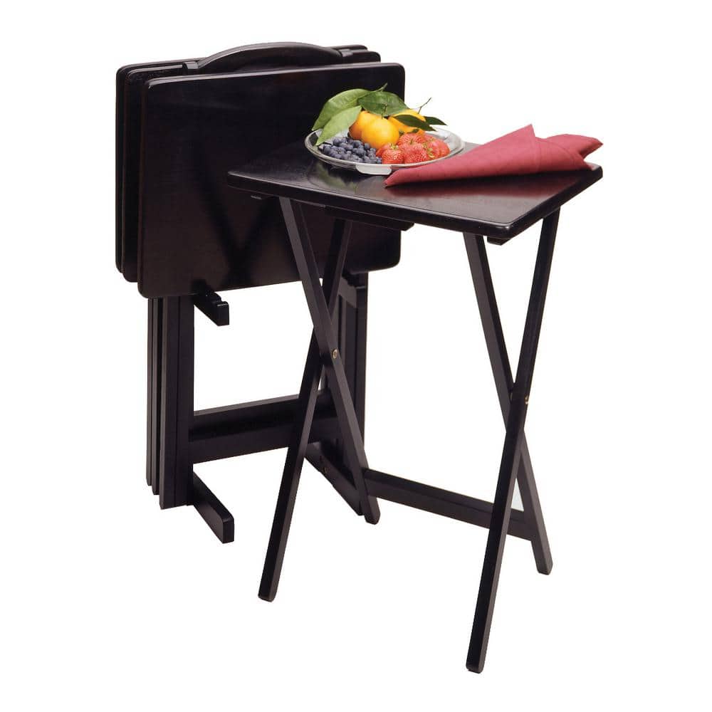 Winsome Alex Transitional 5-Piece Rectangular Snack Table Set in Black