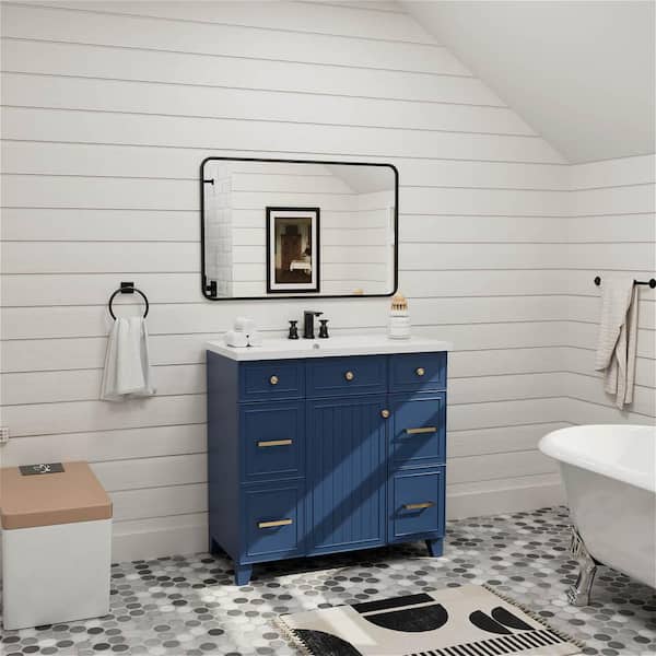 Zeus & Ruta Green 36 W x 18 D x 34 H Bathroom Vanity Bath Cabinet with  Sink Soft Closing Door 3 Drawers Solid Wood Frame WK-VAI-03 - The Home Depot