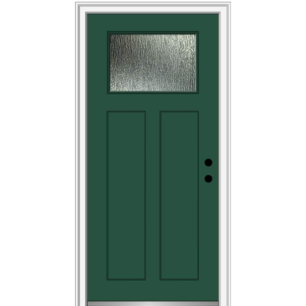 MMI Door 36 in. x 80 in. LeftHand/Inswing Rain Glass Hunter Green