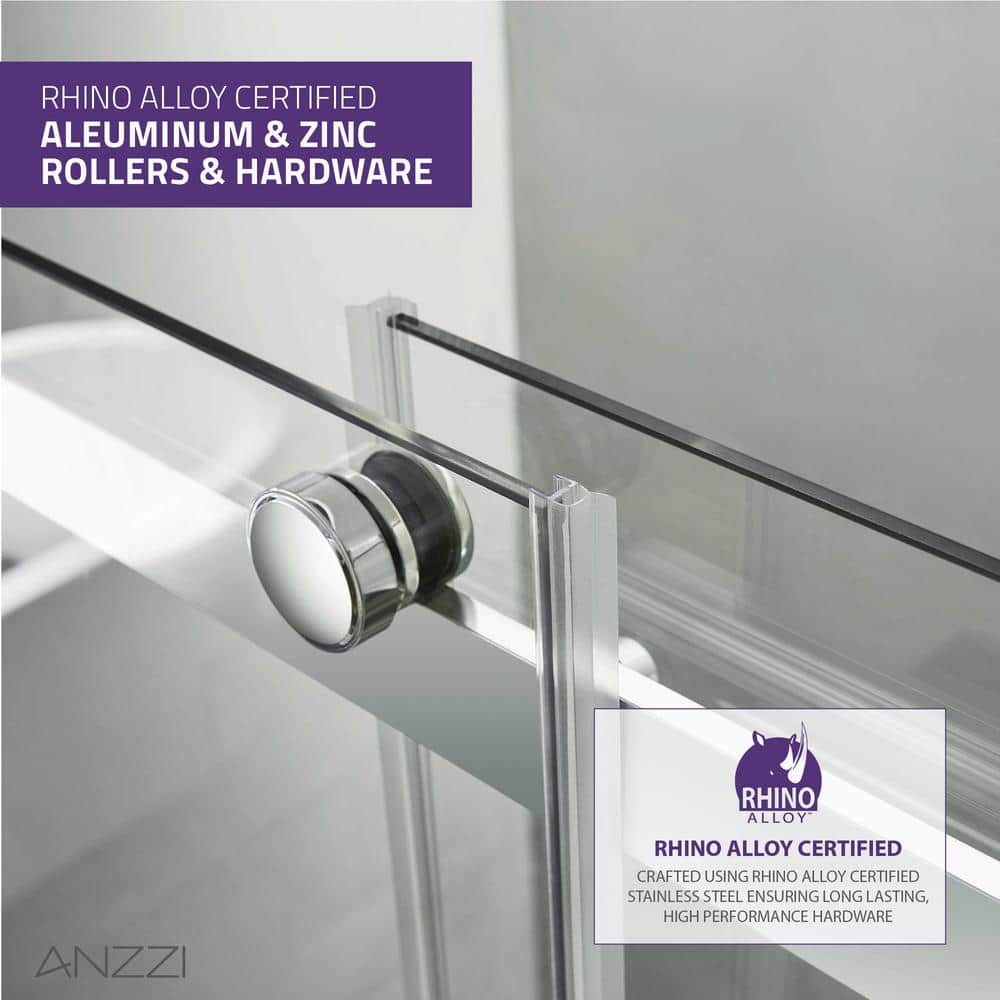 Stellar Series 48 x 76 Polished Chrome Frameless Sliding Shower Door