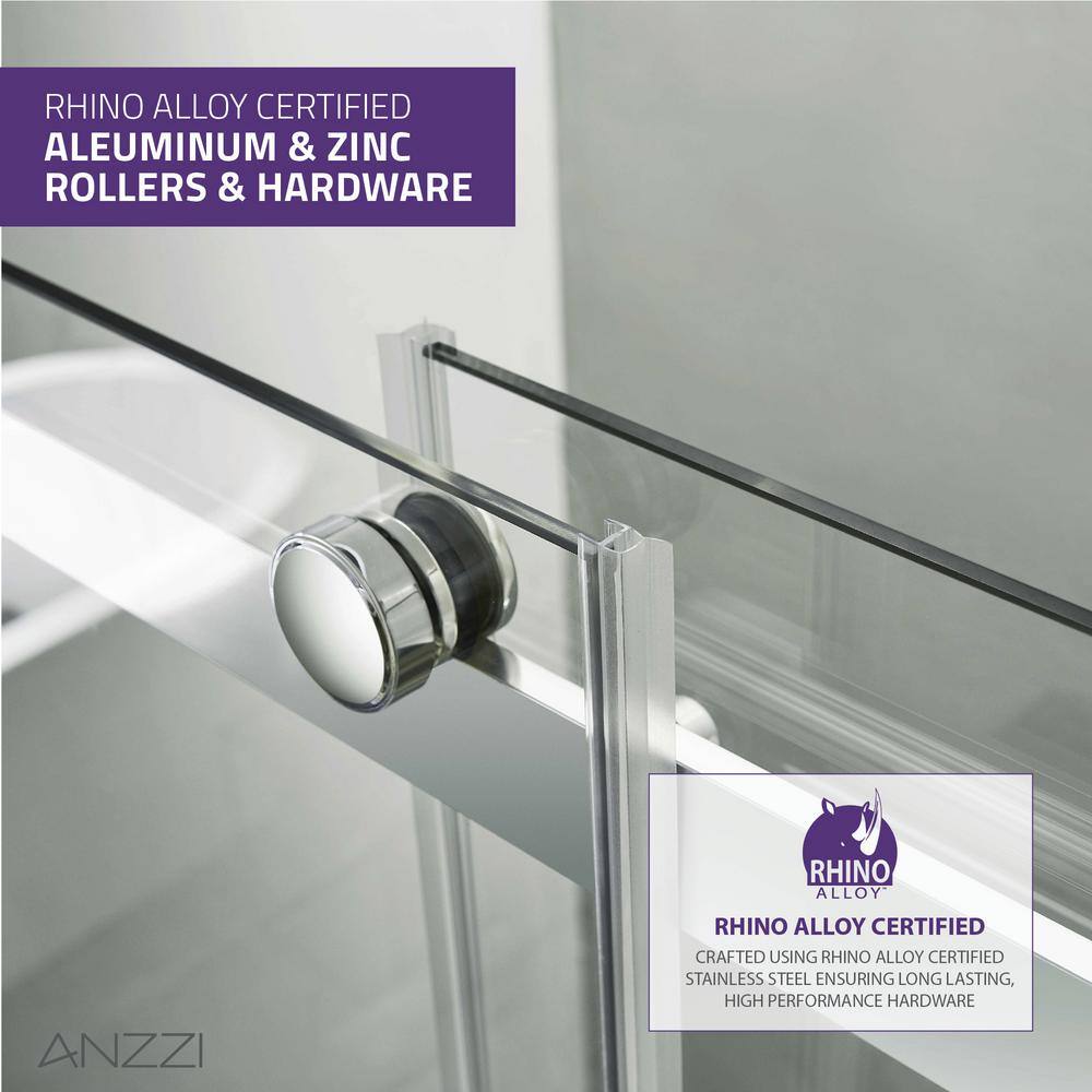 Stellar 76" x 60" Frameless Polished Chrome Sliding Shower Door