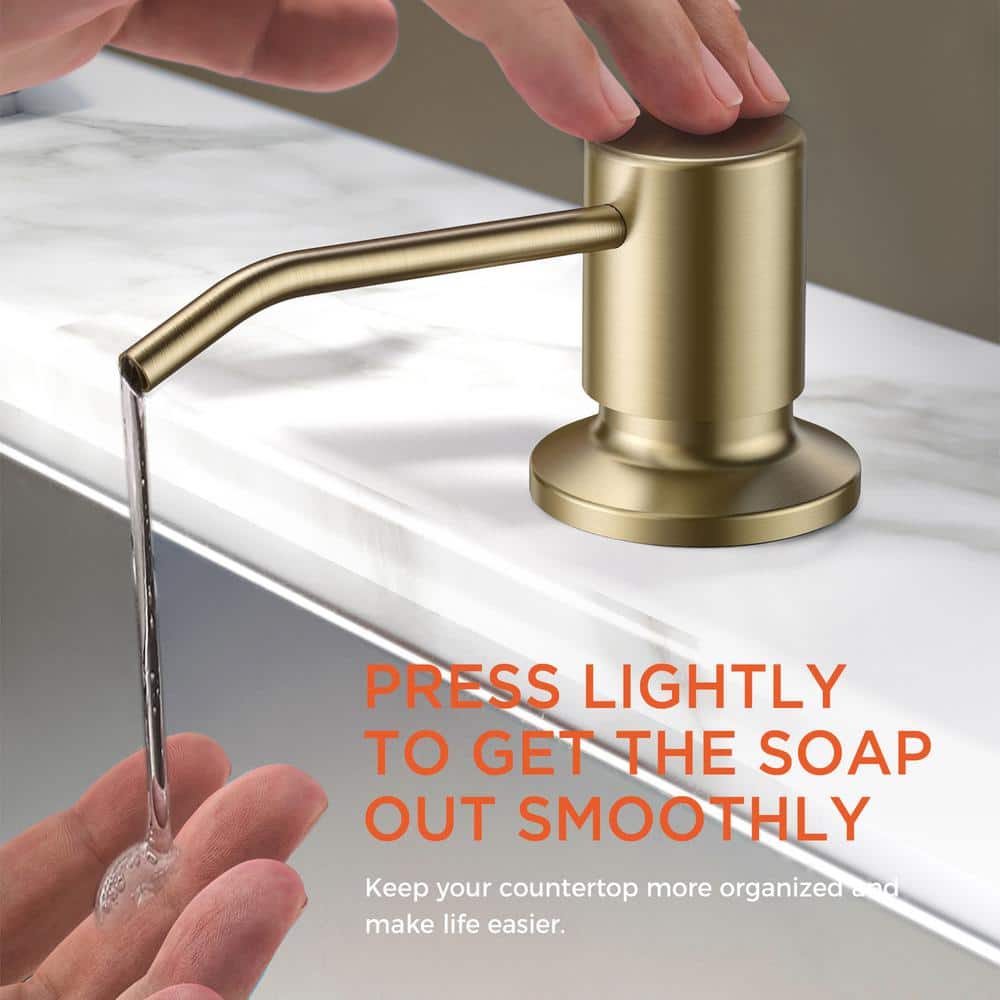 Brushed Gold Stainless Steel Pull Down Kitchen Faucet with Soap Dispenser