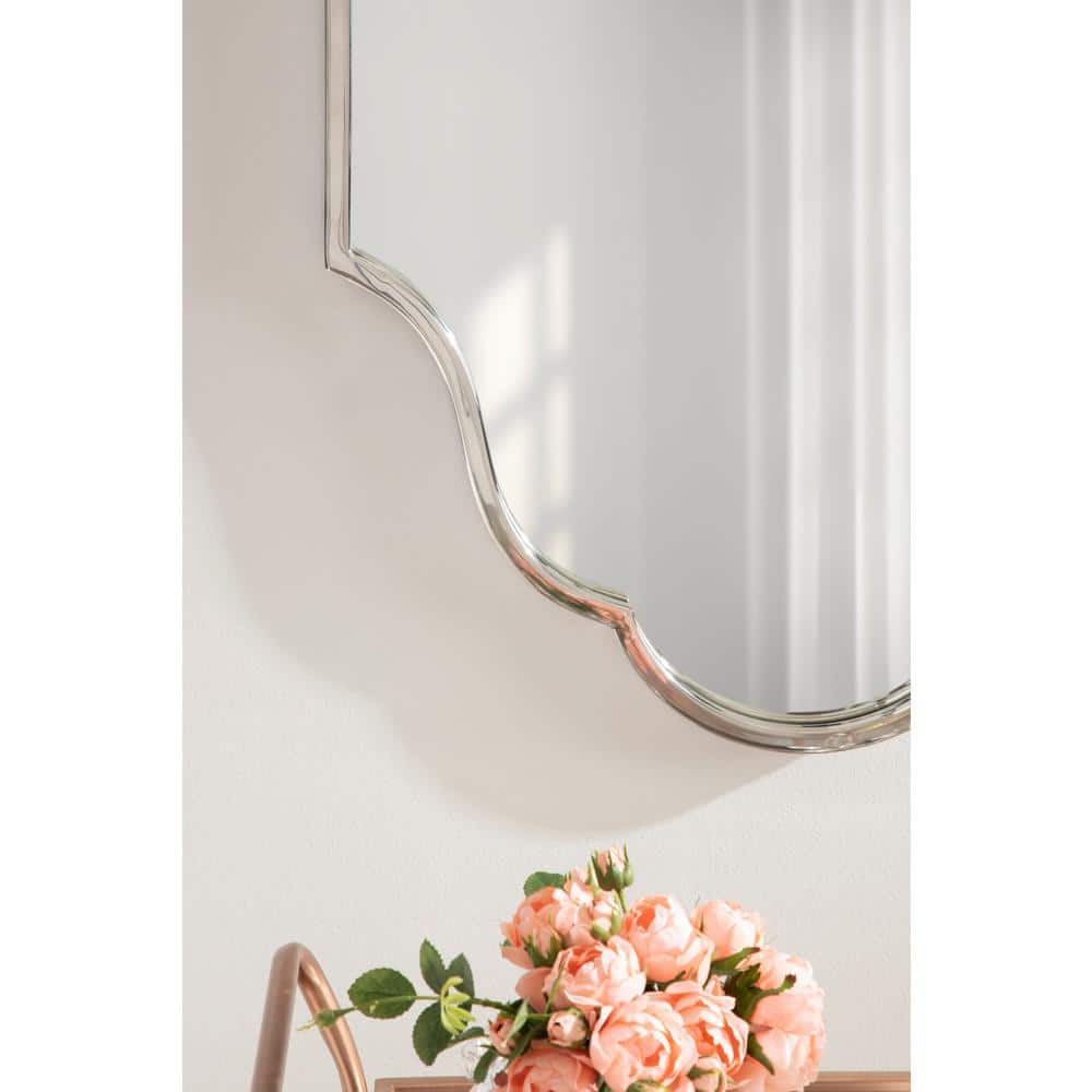 Rowla Scalloped Silver Stainless Steel Wall Mirror