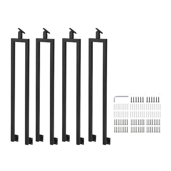 U Shape Wrought Iron Stair Balusters 38.6 in. with Adjustable Top Bracket 6 Pack for Interior Porch Deck Railing