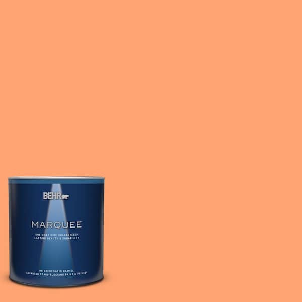 BEHR MARQUEE 1 qt. #P210-5 Cheerful Tangerine Satin Enamel Interior Paint & Primer