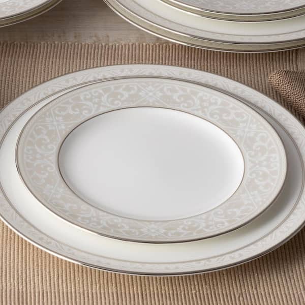 Noritake Montvale Platinum White Bone China 5-Piece Place Setting