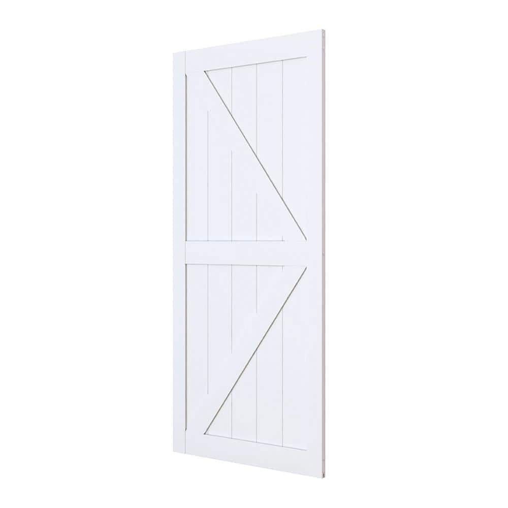 Nivencai 36 in. x 84 in. Solid Core White Finished Wood Barn Door Slab