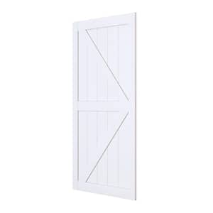 36 in. x 84 in. Solid Core White Finished Wood Barn Door Slab, Hardware Kit Not Include, DIY Assembly