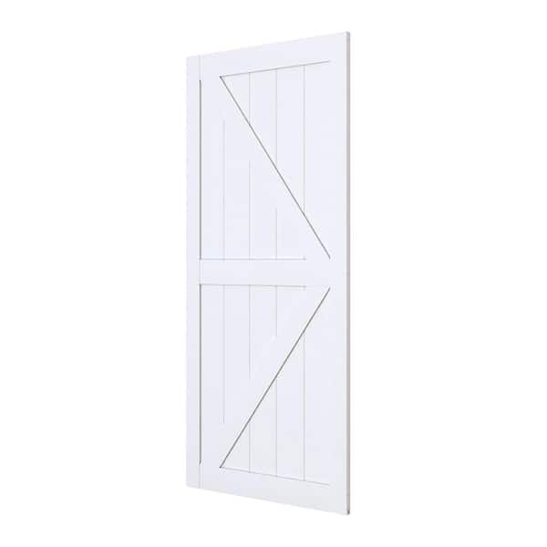 Nivencai 36 in. x 84 in. Solid Core White Finished Wood Barn Door Slab, Hardware Kit Not Include, DIY Assembly