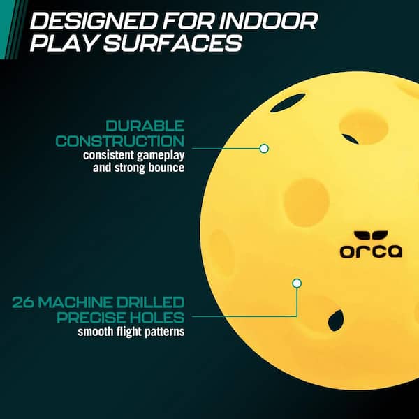 ORCA Pickleballs Pi 26, Indoor 6-Pack, USAPA Official Size 26 Hole
