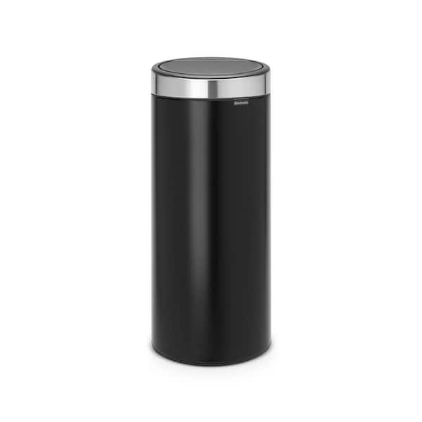 8 gal. Matte Black with Matte Steel Fingerprint Proof Lid, Touch Top Metal Trash Can