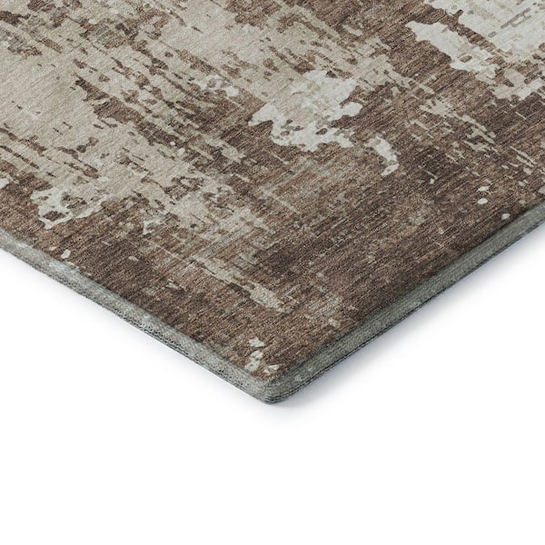 Mayfield Premium Machine Washable Abstract AMF1008 Brown 2 ft. x 3 ft. Area Rug
