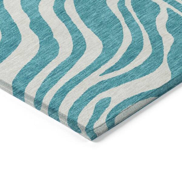 Chantille Machine Washable Indoor/Outdoor Abstract ACN1042 Teal 10 ft. x 14 ft. Area Rug