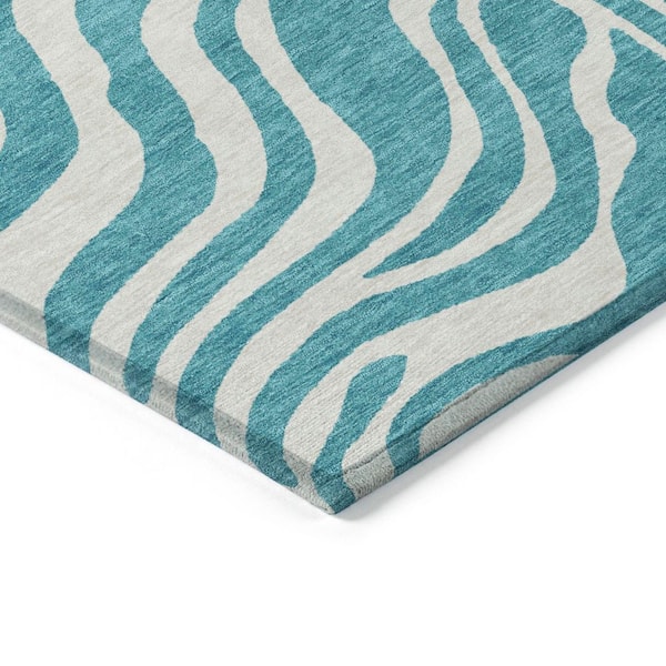 Chantille Machine Washable Indoor/Outdoor Abstract ACN1042 Teal 1 ft. 8 in. x 2 ft. 6 in. Area Rug