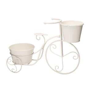 21.5 in. L White Metal Bicycle Plant Stand (KD)
