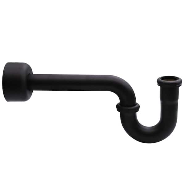 Westbrass 1-1/4 in. x 1-1/4 in. Brass P-Trap with Flange in Matte Black