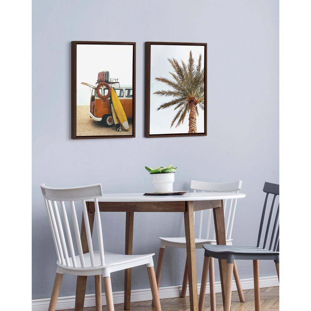 Sylvie Surfboard and Palm Tree Tropical Canvas Wall Art Set