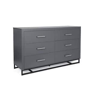 Cayuga 6-Drawer Charcoal Gray Double Dresser