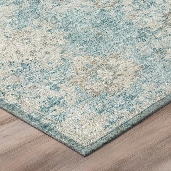 Chantille Machine Washable Indoor/Outdoor Abstract ACN3116 Teal 10 ft. x 14 ft. Area Rug