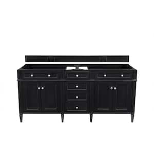 Brittany 70.8 in. W x 23 in. D x 32.8 in. H Double Bath Vanity Cabinet Without Top in Black Onyx