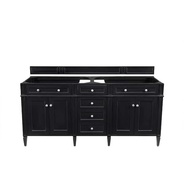 James Martin Vanities Brittany 70.8 in. W x 23 in. D x 32.8 in. H Double Bath Vanity Cabinet Without Top in Black Onyx