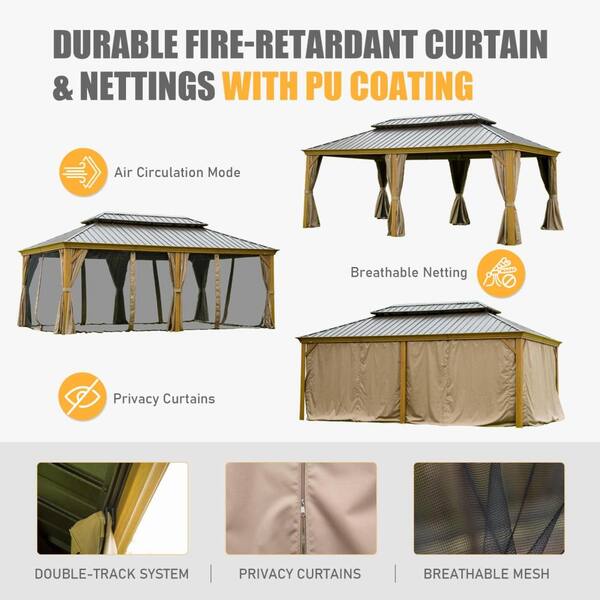 ToolCat 14x20 ft. Hardtop Gazebo, Metal Double Roof, Aluminum