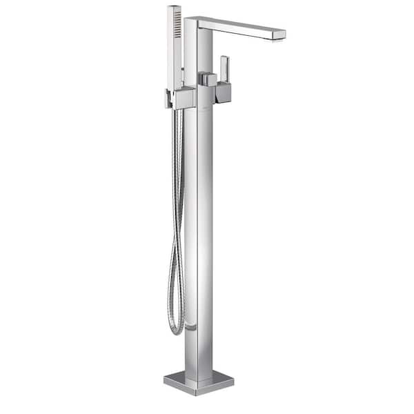 90 Degree 1 Handle Freestanding Claw Foot Tub Faucet with Hand Shower in Chrome