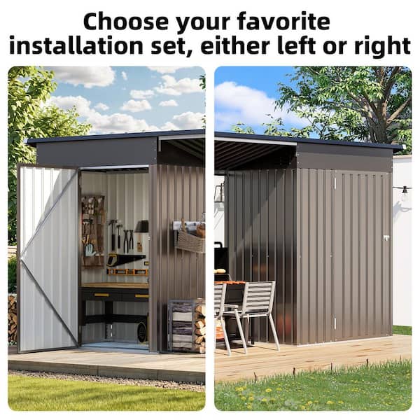 AECOJOY 5 ft. W x 3 ft. D Metal Outdoor Open-Sided Storage Shed