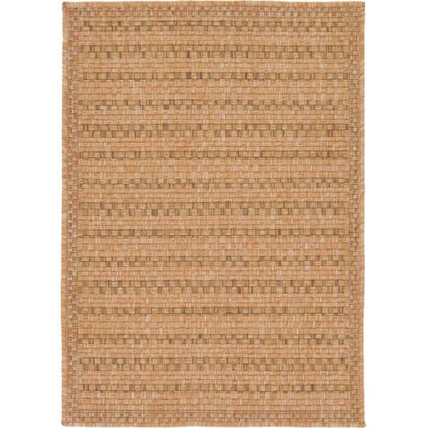 Unique Loom Outdoor Checkered Light Brown 2' 2 x 3' 0 Area Rug