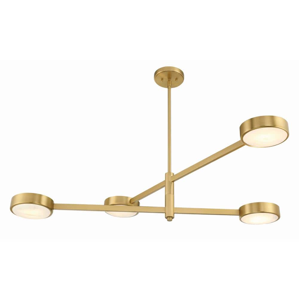Modern Gold 4-Light Adjustable Alabaster Stone Chandelier