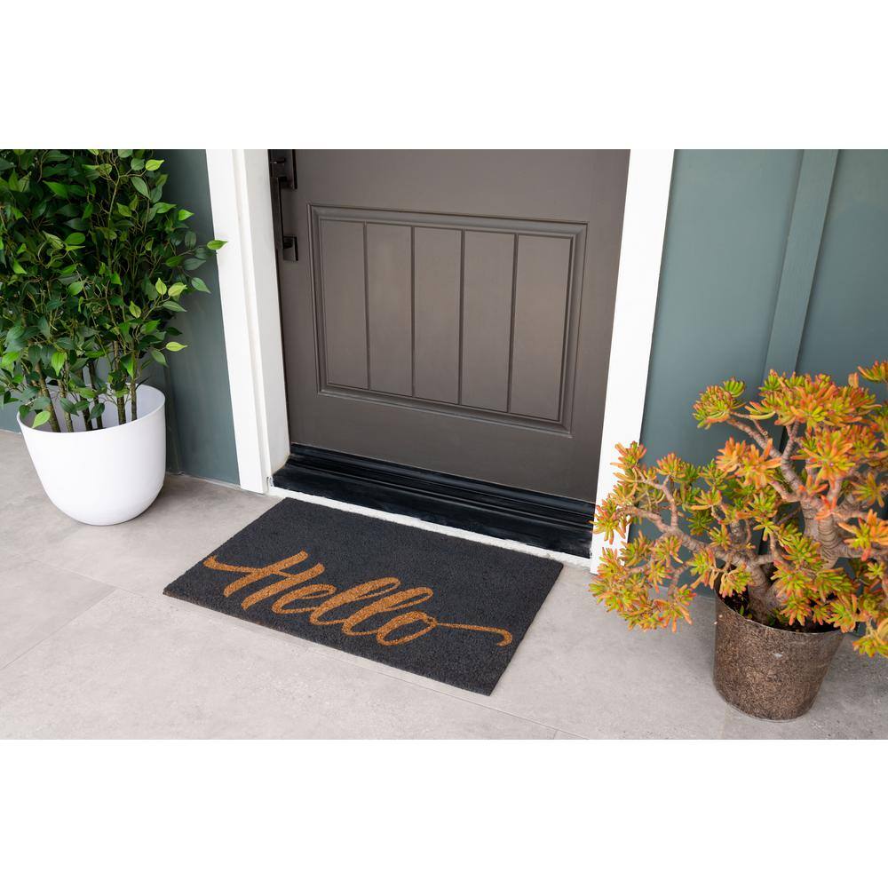 Gray Coir Non-Slip Outdoor Welcome Doormat
