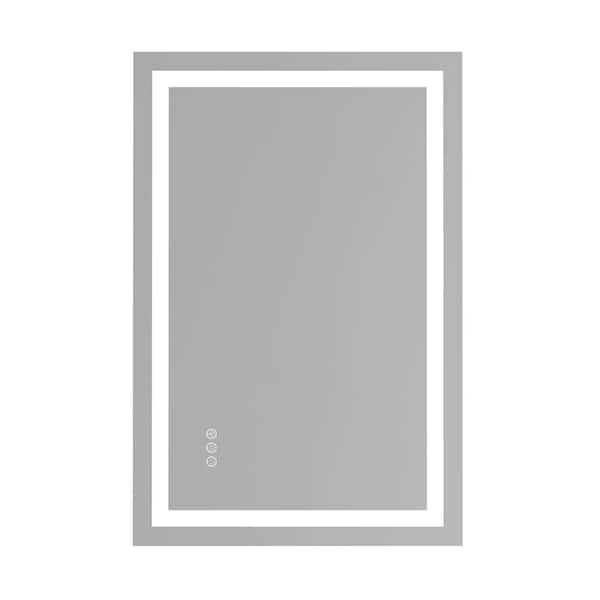 CASAINC 36 in. W x 24 in. H Large Rectangular Frameless Anti-Fog Wall-Mounted LED Bathroom Vanity Mirror