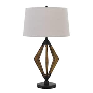 30 in. Black Metal Table Lamp with Brown Empire Shade