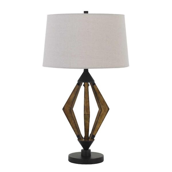 HomeRoots 30 in. Black Metal Table Lamp with Brown Empire Shade