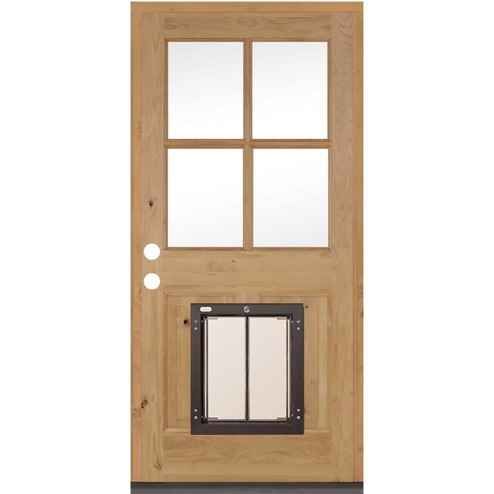 Krosswood Doors 32 in. x 80 in. Knotty Alder RightHand/Inswing 4Lite