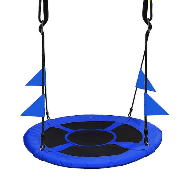 Blue Saucer Tree Swing with 2 Hanging Straps, Adjustable Multi